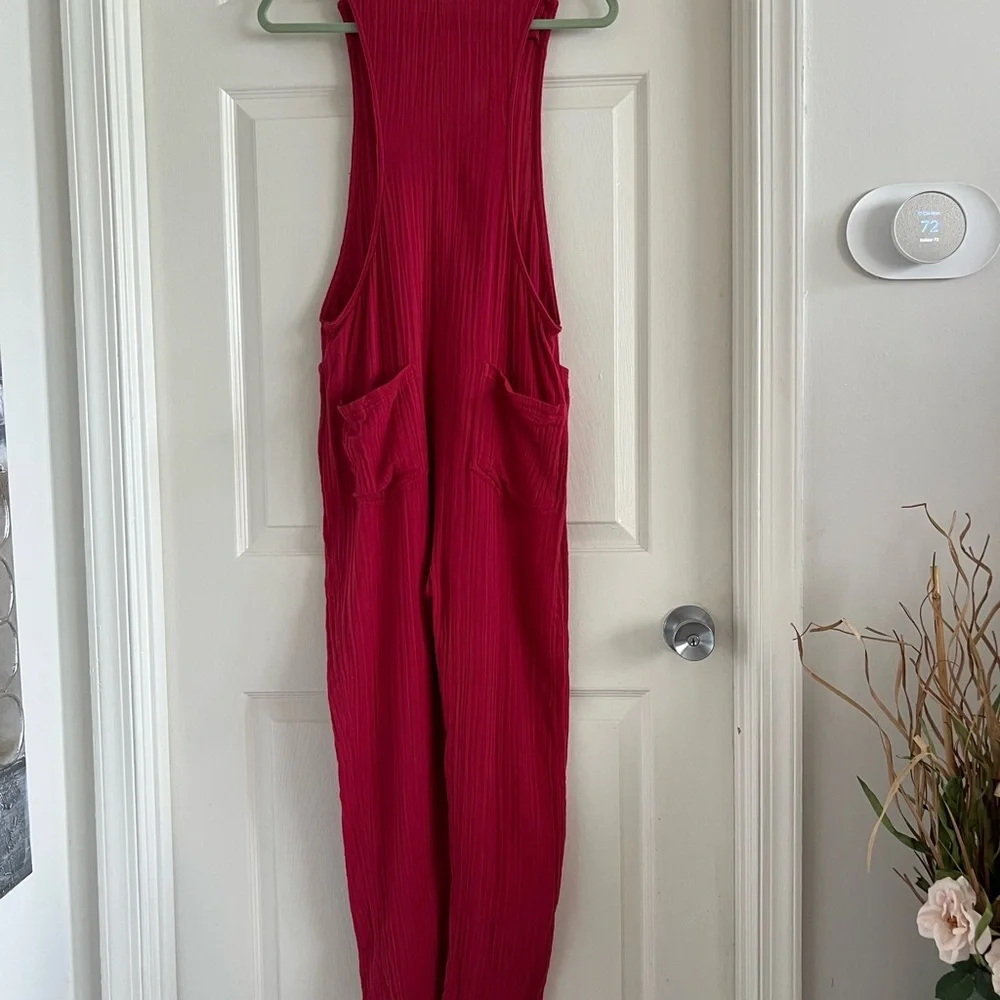 Free People Magenta Ribbed Jumpsuit